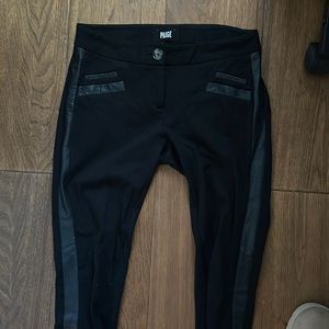 Paige low to mid rise stretchy pants with leather detail